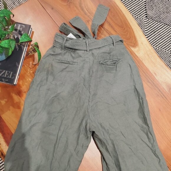 ARITZIA WILFRED "Jallade" Linen Tie Waist Trousers In Sage Green - Picture 8 of 13